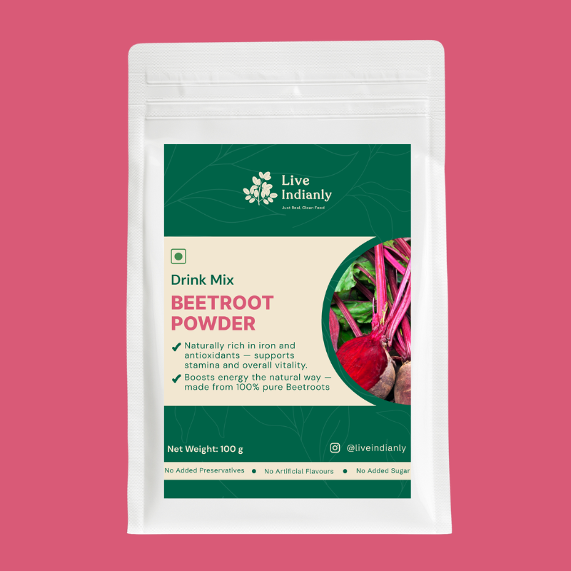 Live Indianly Beetroot Powder — clean, real superfood powder