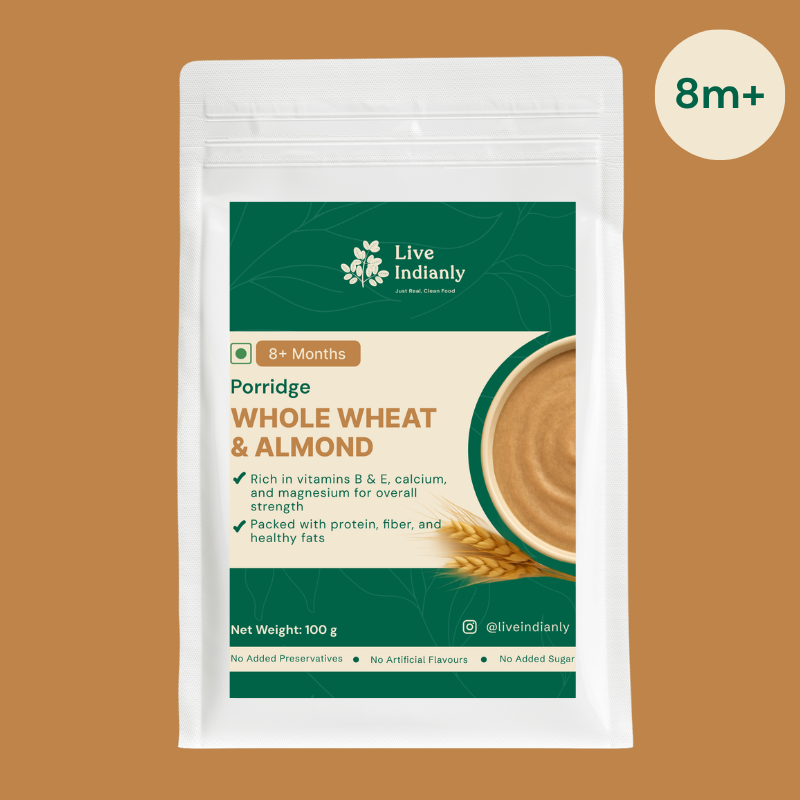 Live Indianly Whole Wheat & Almond Mix porridge mix pack, 100 g