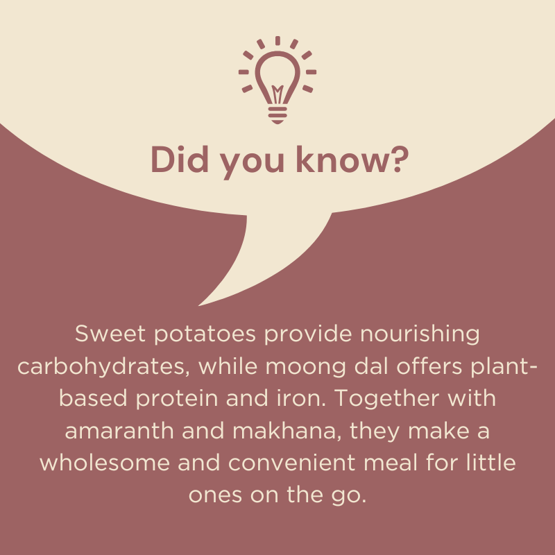 Sweet Potato and Moong Dal Travel Mix ingredient benefits for little ones