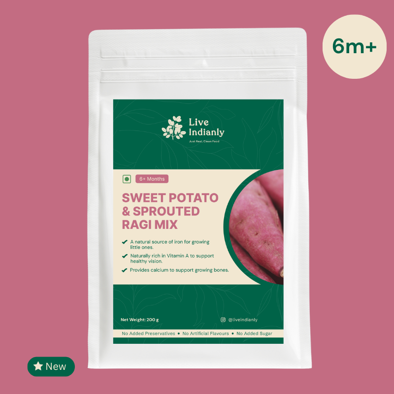 Live Indianly Sweet Potato Sprouted Ragi Mix 200g pack for babies 6 months and above
