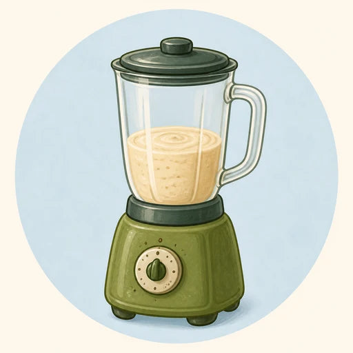 Soft porridge being blended to a manageable texture