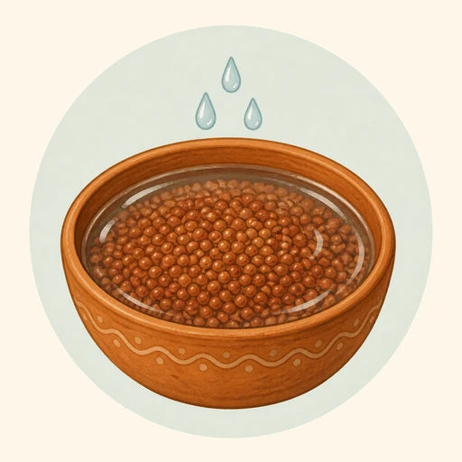 Ragi grains soaking in water