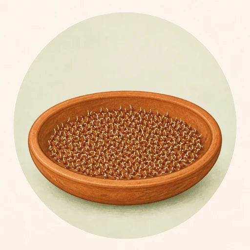 Tiny ragi grains beginning to sprout