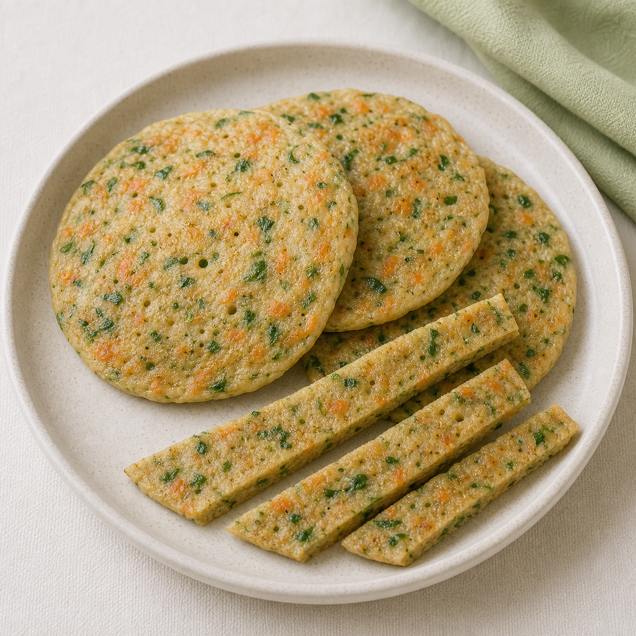 Soft millet vegetable cheela cut for serving