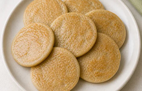 Whole wheat almond banana mini pancakes for baby and toddler snacks